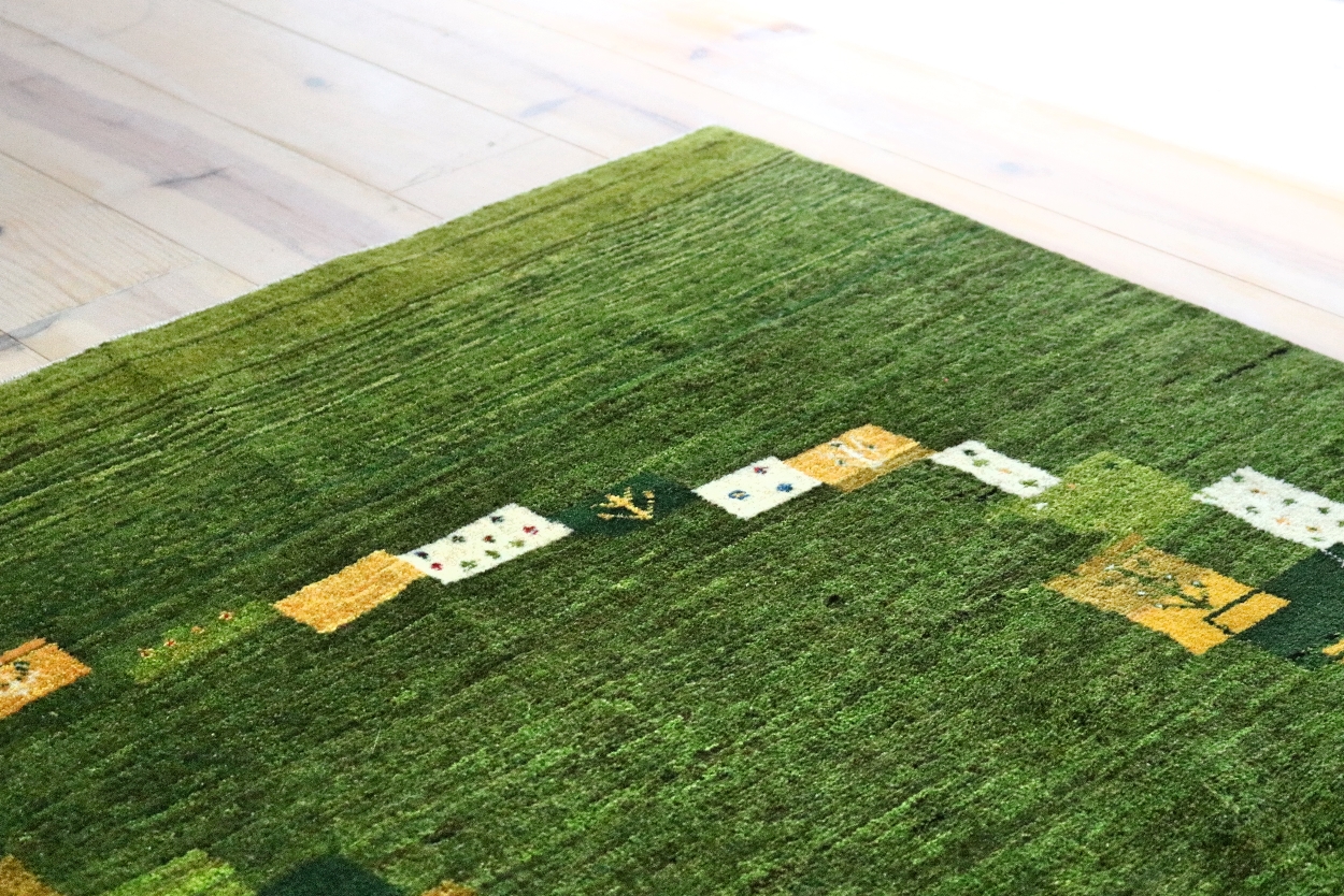 グリーン丸パッチワークギャッベ