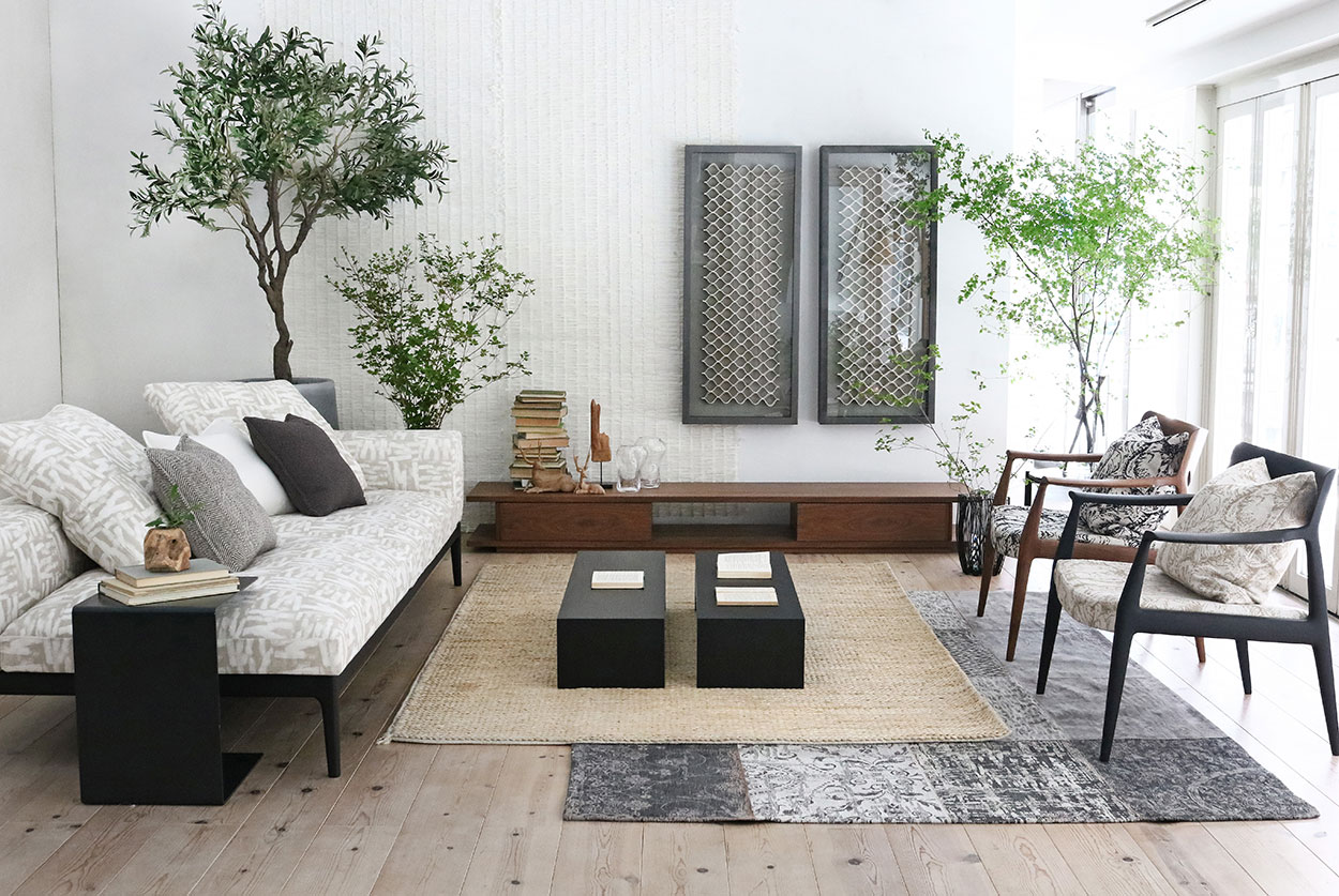 ウッドフレームソファソファ・コーディネート